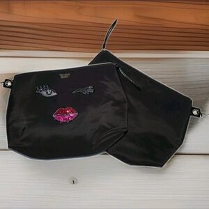 Victoria's Secret Black Makeup Bag "Winking" Beauty Bag Winking" Sequined Eyes